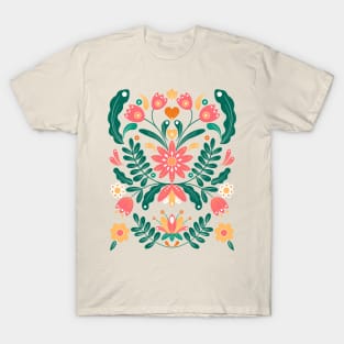 Pink and orange farmhouse flowers T-Shirt